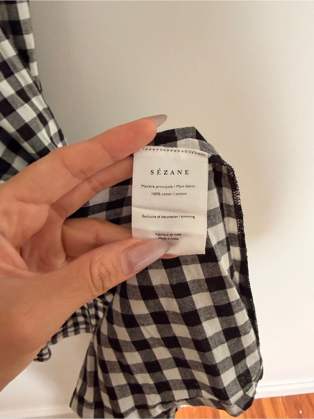 Sezane Marielle Gingham Wrap Midi Dress Black White Vichy Size US 6 NWT - Picture 4 of 6